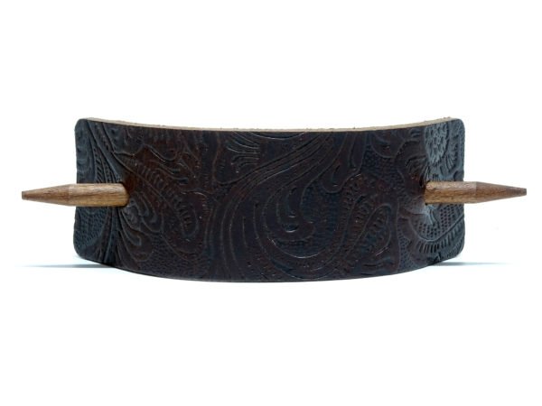 Vickys World Leder Haarspange - OX Stripe Paisley Dark