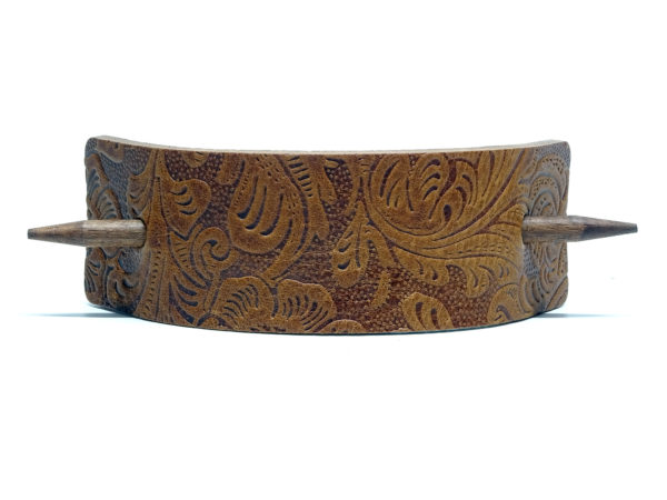 Vickys World Leder Haarspange - OX Stripe Paisley Light