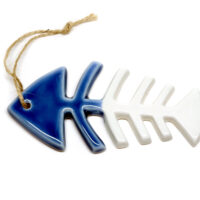 Maritimes Grätenfisch Keramik Hänger 3er Set – Bild 4