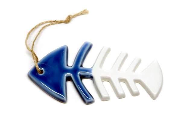 Maritimes Grätenfisch Keramik Hänger 3er Set – Bild 4