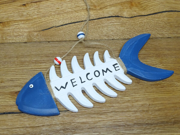 Maritimer Grätenfisch - Welcome - Tür & Wandhänger Holz – Bild 4