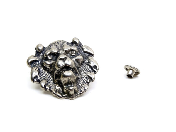 Löwenkopf - Niete - Zierniete - Metall - Altsilber