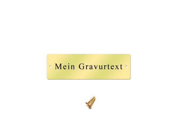 Messingschild 50x15mm - Gravur - Gelocht mit Schrauben