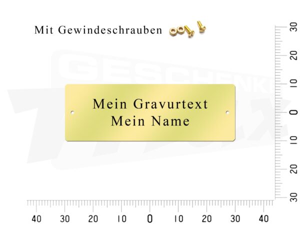 Messingschild 70x25mm - Gravur - Gelocht mit Schrauben – Bild 4