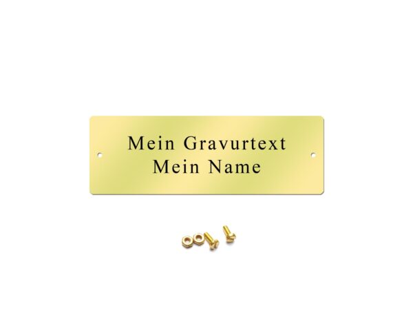 Messingschild 70x25mm - Gravur - Gelocht mit Schrauben – Bild 2