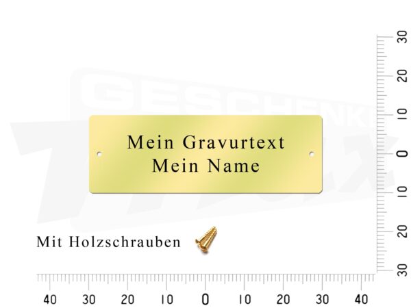 Messingschild 70x25mm - Gravur - Gelocht mit Schrauben – Bild 5