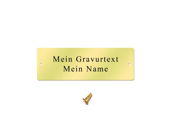 Messingschild 70x25mm - Gravur - Gelocht mit Schrauben