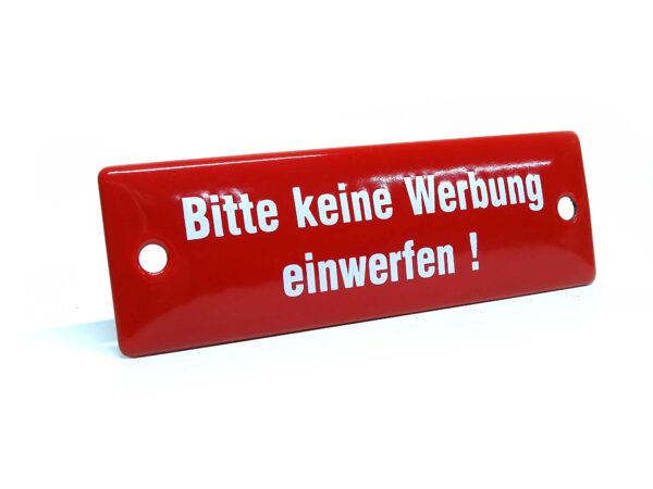 Emaille Schild - Bitte keine Werbung einwerfen - Rot – Bild 2