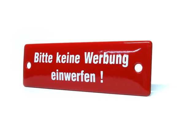 Emaille Schild - Bitte keine Werbung einwerfen - Rot – Bild 3