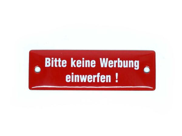 Emaille Schild - Bitte keine Werbung einwerfen - Rot – Bild 4