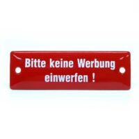 Emaille Schild - Bitte keine Werbung einwerfen - Rot