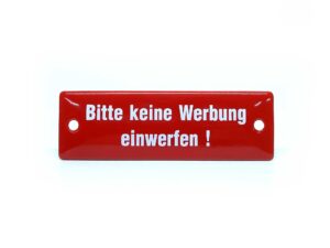Emaille Schild - Bitte keine Werbung einwerfen - Rot