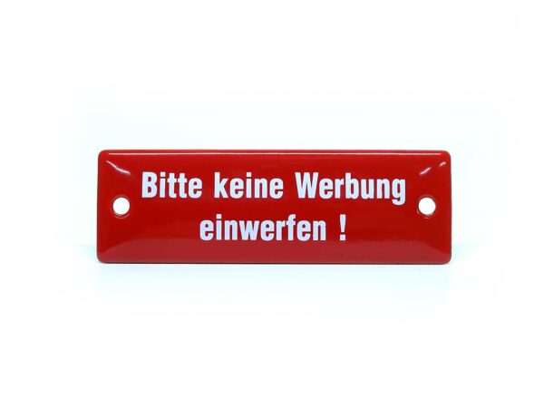 Emaille Schild - Bitte keine Werbung einwerfen - Rot