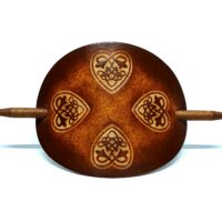 Vickys World Leder Haarspange - OX Antique Lion Celtic Hearts – Bild 3