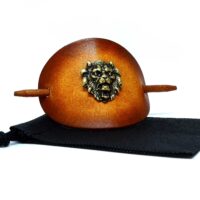 Vickys World Leder Haarspange - OX Antique Lion Löwenkopf Gold – Bild 4