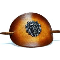 Vickys World Leder Haarspange - OX Antique Lion Löwenkopf Silber – Bild 3