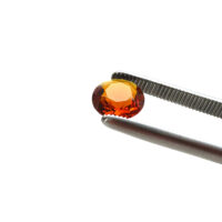Synthetischer Schmuckstein - Rund facettiert - Brillantschliff - 12 mm - Orange - Saphirfarben – Bild 2