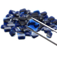 Schmuckstein - Cabochon Achteck facettiert - 12x16 mm - Blau - Saphirfarben
