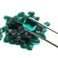 Schmuckstein - Cabochon Achteck facettiert - 12x16 mm - Grün - Smaragdfarben