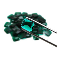 Schmuckstein - Cabochon Achteck facettiert - 13,5 x16 mm - Grün - Smaragdfarben