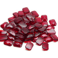 Schmuckstein - Cabochon Achteck facettiert - 12x16 mm - Rot - Rubinfarben – Bild 3