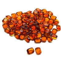 Synthetischer Schmuckstein - Achteck facettiert - Scherenschliff - 12 x 9 mm - Orange - Saphirfarben – Bild 3