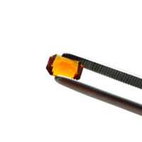 Synthetischer Schmuckstein - Achteck facettiert - Scherenschliff - 12 x 9 mm - Orange - Saphirfarben – Bild 4