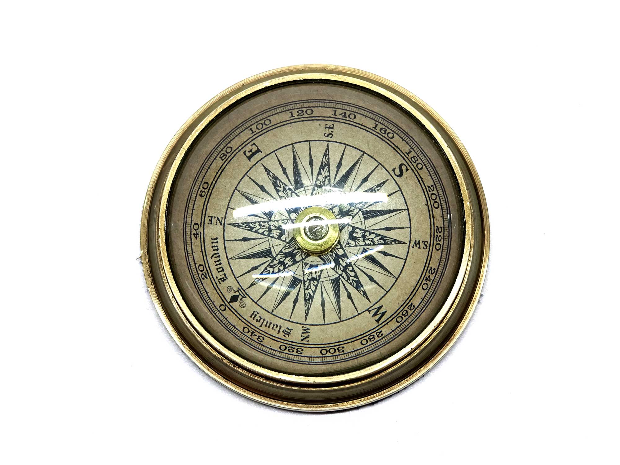 NKlaus Kompass aus Messing antik 7,8cm in Holzbox mit Fenster  Taschenkompass maritimes Navigationsgerät (Messing antik)