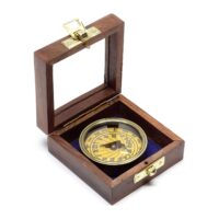 Messing Kompass mit Sonnenuhr - Holzbox mit Glasdeckel – Bild 5