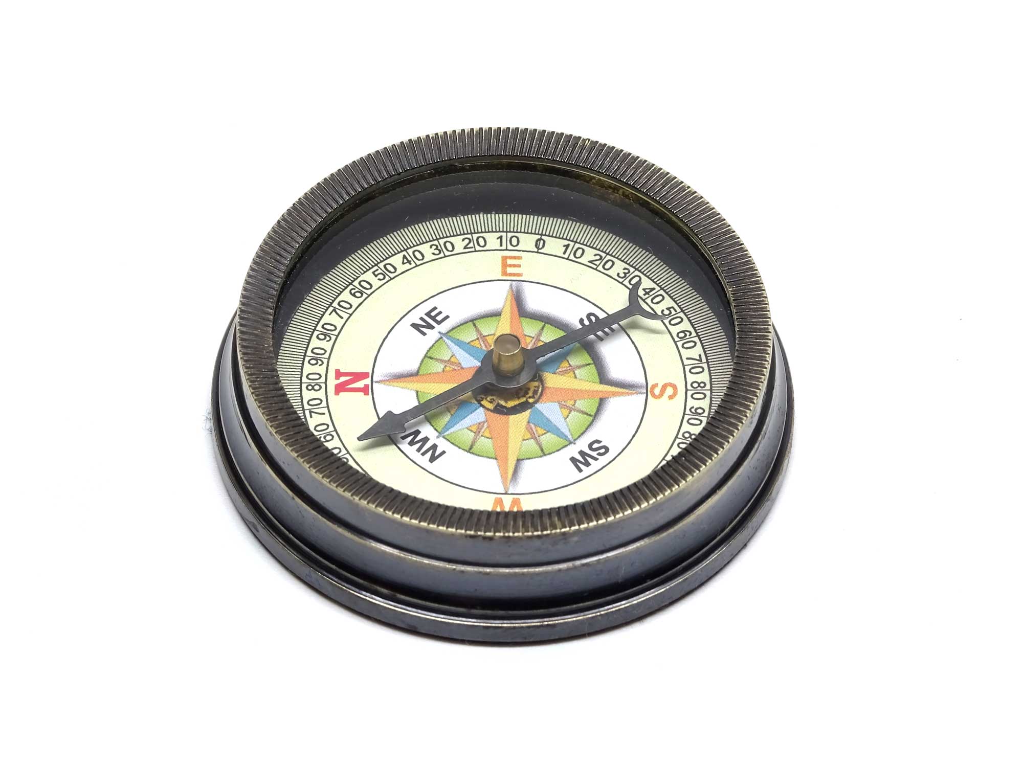 Kompass Tischkompass Holzkompass mit Messing-Einsatz im Antik Stil 7x3cm 