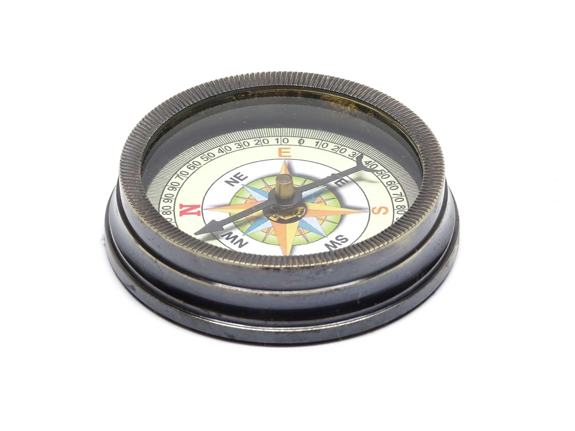 Kompass Tischkompass Holzkompass mit Messing-Einsatz im Antik Stil 7x3cm 