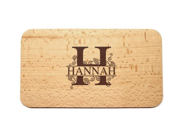 Frühstücksbrettchen - Schneidebrett Buche - Mit Monogramm & Name - Personalisierbar - 22,5 x 12,5 x 1,2