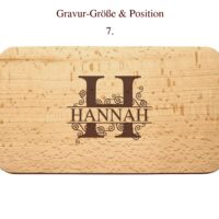 Frühstücksbrettchen - Schneidebrett Buche - Mit Monogramm & Name - Personalisierbar - 22,5 x 12,5 x 1,2 – Bild 8