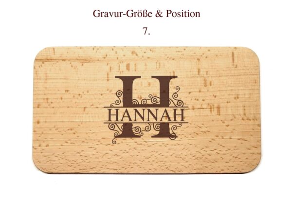 Frühstücksbrettchen - Schneidebrett Buche - Mit Monogramm & Name - Personalisierbar - 22,5 x 12,5 x 1,2 – Bild 8