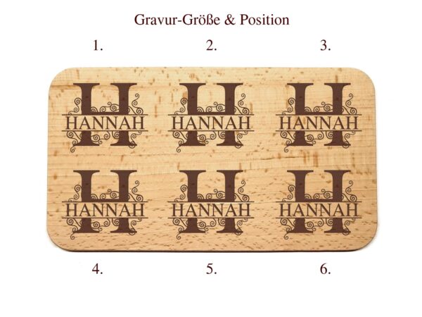 Frühstücksbrettchen - Schneidebrett Buche - Mit Monogramm & Name - Personalisierbar - 22,5 x 12,5 x 1,2 – Bild 7