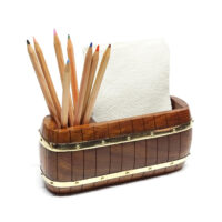 Maritime Stiftebox Zettelbox Holz und Messing - Personalisierbar