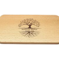 Frühstücksbrettchen - Schneidebrett Buche - Für Paare - Tree of Life - Personalisierbar - 22,5 x 12,5 x 1,2 – Bild 3
