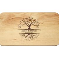 Frühstücksbrettchen - Schneidebrett Erle - Für Paare - Tree of Life - Personalisierbar - 22,5 x 12,5 x 1,2