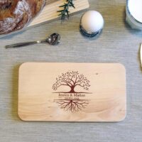 Frühstücksbrettchen - Schneidebrett Erle - Für Paare - Tree of Life - Personalisierbar - 22,5 x 12,5 x 1,2 – Bild 5
