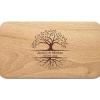 Frühstücksbrettchen - Schneidebrett Kern-Buche - Für Paare - Tree of Life - Personalisierbar - 22,5 x 12,5 x 1,2