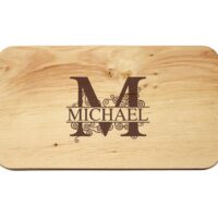 Frühstücksbrettchen - Schneidebrett Erle - Mit Monogramm & Name - Personalisierbar - 22,5 x 12,5 x 1,2