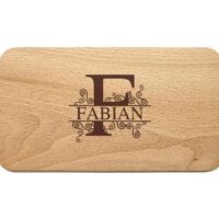 Frühstücksbrettchen - Schneidebrett Kern Buche - Mit Monogramm & Name - Personalisierbar - 22,5 x 12,5 x 1,2