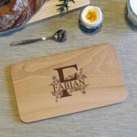 Frühstücksbrettchen - Schneidebrett Kern Buche - Mit Monogramm & Name - Personalisierbar - 22,5 x 12,5 x 1,2 – Bild 5