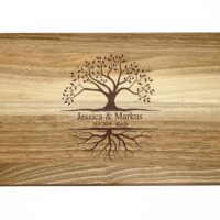 Frühstücksbrettchen - Schneidebrett Nussbaum - Für Paare - Tree of Life - Personalisierbar - 26 x 15 x 1