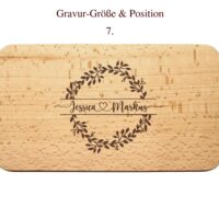Frühstücksbrettchen - Schneidebrett Buche - Flower Ring - Namen herzlich verbundenen - Personalisierbar - 22,5 x 12,5 x 1,2 – Bild 7