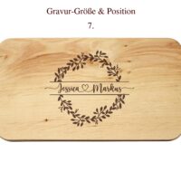 Frühstücksbrettchen - Schneidebrett Erle - Flower Ring - Namen herzlich verbundenen - Personalisierbar - 22,5 x 12,5 x 1,2 – Bild 7