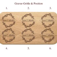 Frühstücksbrettchen - Schneidebrett Kern Buche - Flower Ring - Namen herzlich verbundenen - Personalisierbar - 22,5 x 12,5 x 1,2 – Bild 6