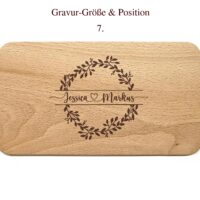 Frühstücksbrettchen - Schneidebrett Kern Buche - Flower Ring - Namen herzlich verbundenen - Personalisierbar - 22,5 x 12,5 x 1,2 – Bild 7