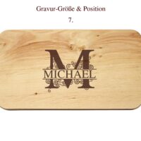 Frühstücksbrettchen - Schneidebrett Erle - Mit Monogramm & Name - Personalisierbar - 22,5 x 12,5 x 1,2 – Bild 8