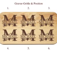 Frühstücksbrettchen - Schneidebrett Erle - Mit Monogramm & Name - Personalisierbar - 22,5 x 12,5 x 1,2 – Bild 7